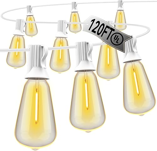 AVANLO Tira de luces para exteriores de 120 pies para exteriores, luces LED ST38, impermeables, inastillables, aprobadas por UL, para interiores o