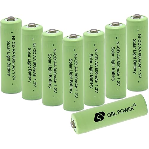 QBLPOWER Ni-CD AA 800mAh 1.2V Rechargeable Battery for Solar Outdoor Lights Lamp Garden Yard Lawn(8 Pieces)