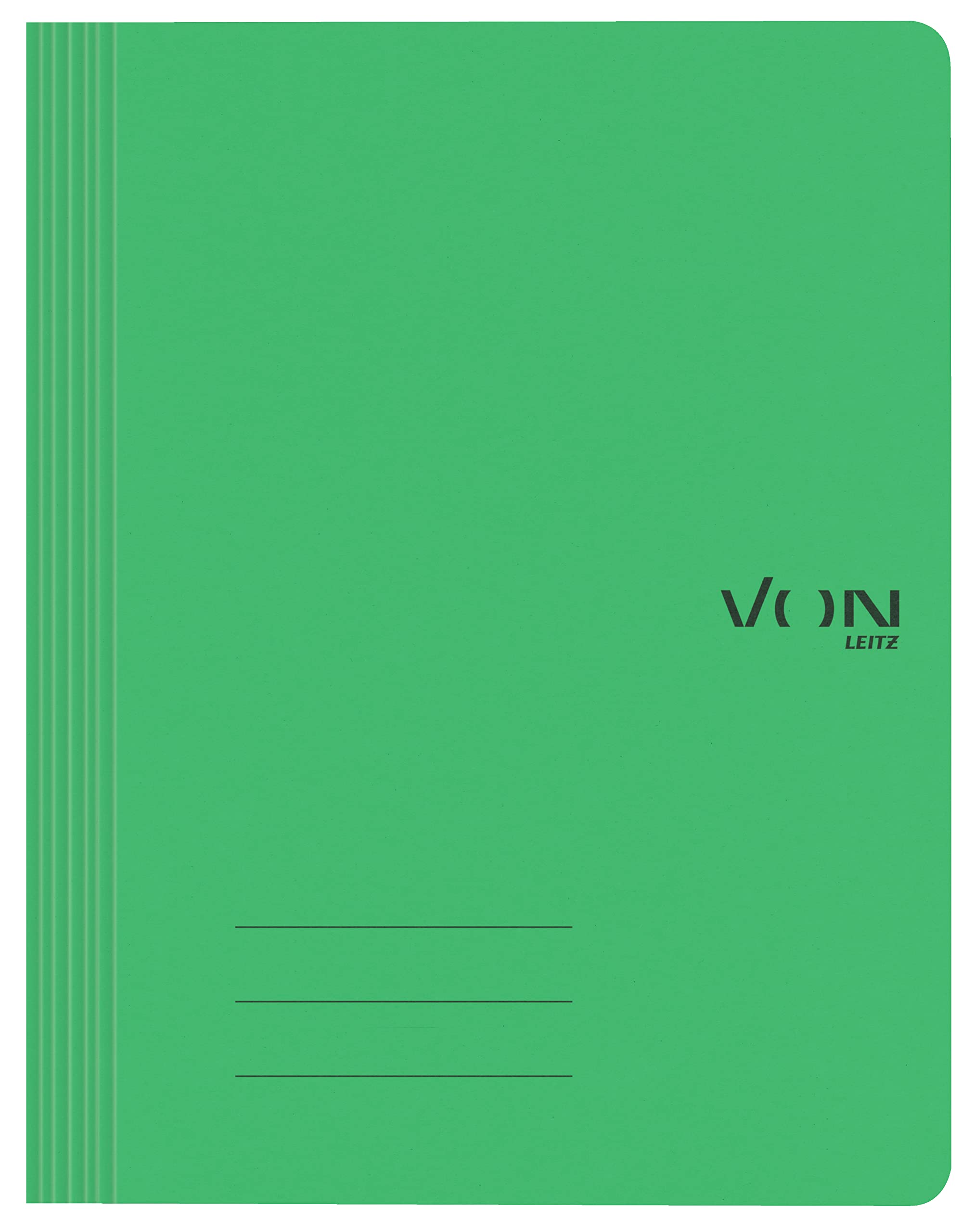VON Leitz 30160055 A4 File Folder, 100% Recycled Cardboard, for 250 Sheets, with Stapling Mechanism, Lightweight Softcover Modern Print, Pack of 10, Green, 5er Pack
