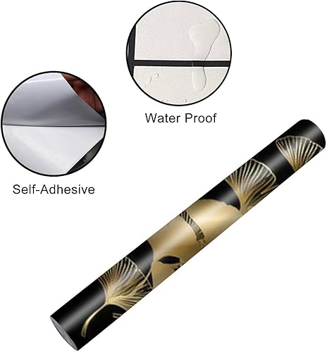 Miniatura 4 de Juego de envolturas de vinilo autoadhesivas para refrigerador, Ginkgo Gingko Biloba, hojas doradas, mural botánico natural para puerta de metal,