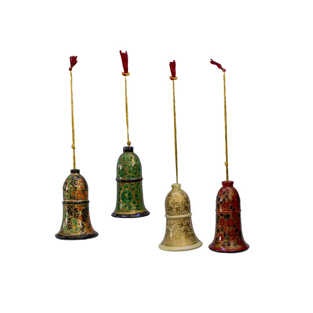 Hanging Bells Set of 4 - Classic Kashmiri Paper Mache - Image 3 thumbnail