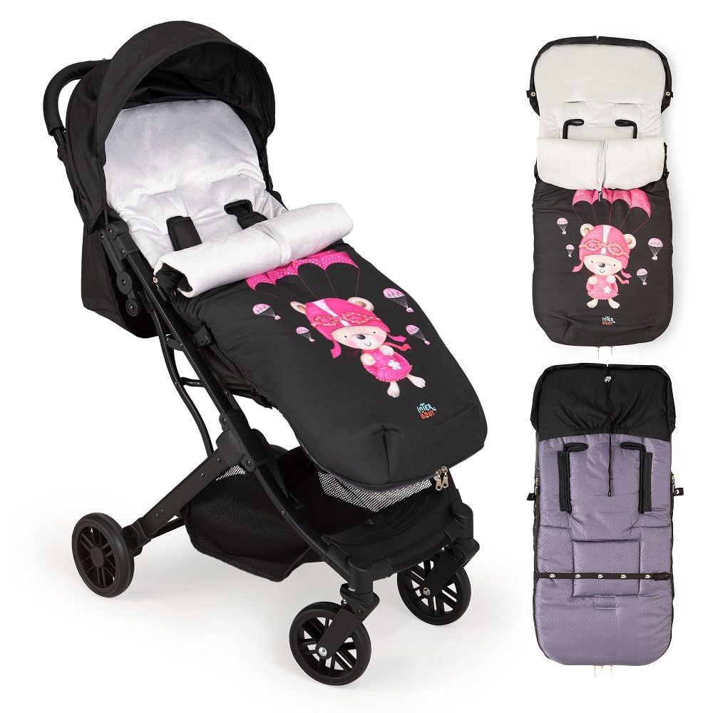 Saco Silla Paseo Universal Interbaby | Saco Bebe Invierno Suave, Cálido, Afelpado | Saco Carro Bebe Invierno Desmontable, Doble Apertura, Lavado Fácil, Materiales Antialérgicos
