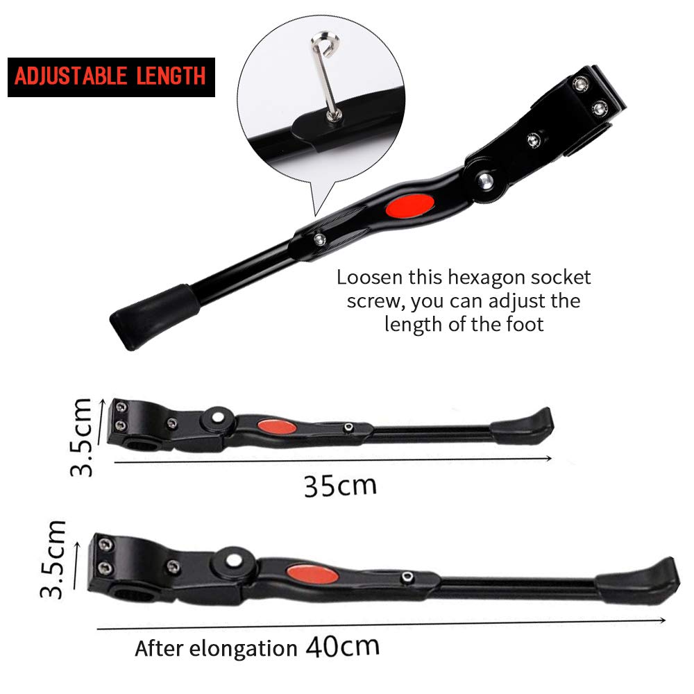 VideoPUP Adjustable Bicycle Kickstand, Aluminum Alloy Rear Mount Bike Kickstand for 22-27 Inch Mountain Bike/Road Bike/Sports Bike/BMX/MTB
