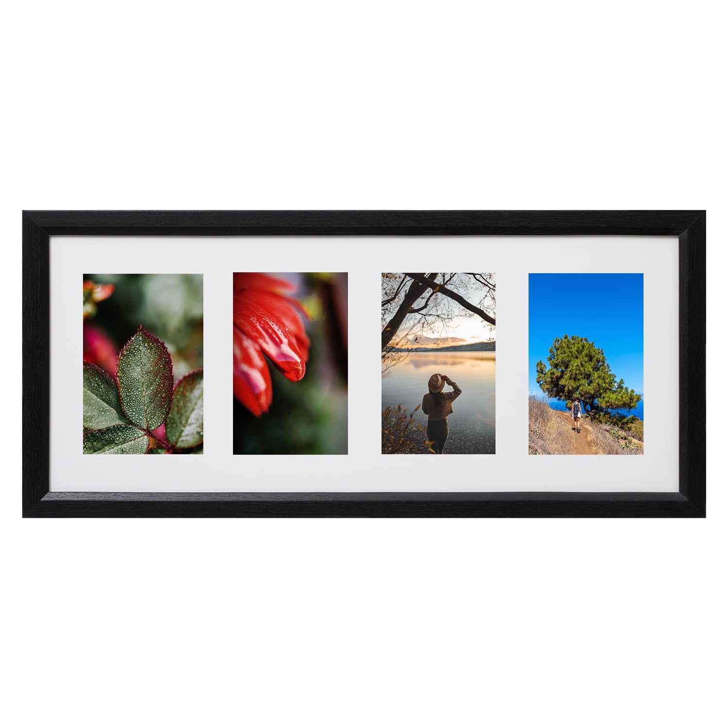 Arpan Black Multi Aperture 6X4 Inch Photo Frame, Vertical Or Horizontal, Wall Hanging, Mdf (Black) Size 4
