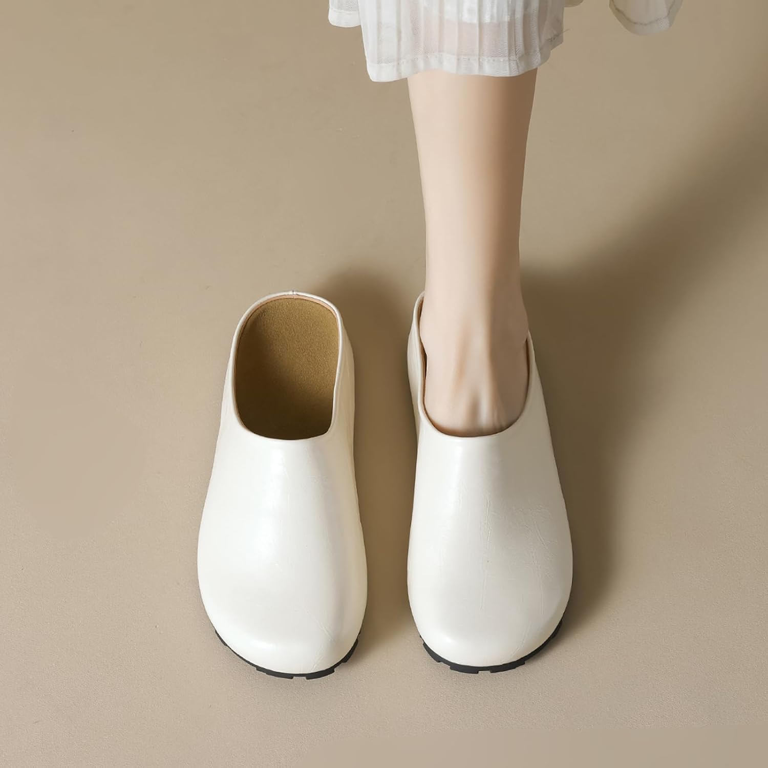 Women's Leather Clogs Slip-on Mules with Arch Support Soft Cork Footbed Potato Shoes Comfort Non-Slip Wide Width Sandals - Image 2