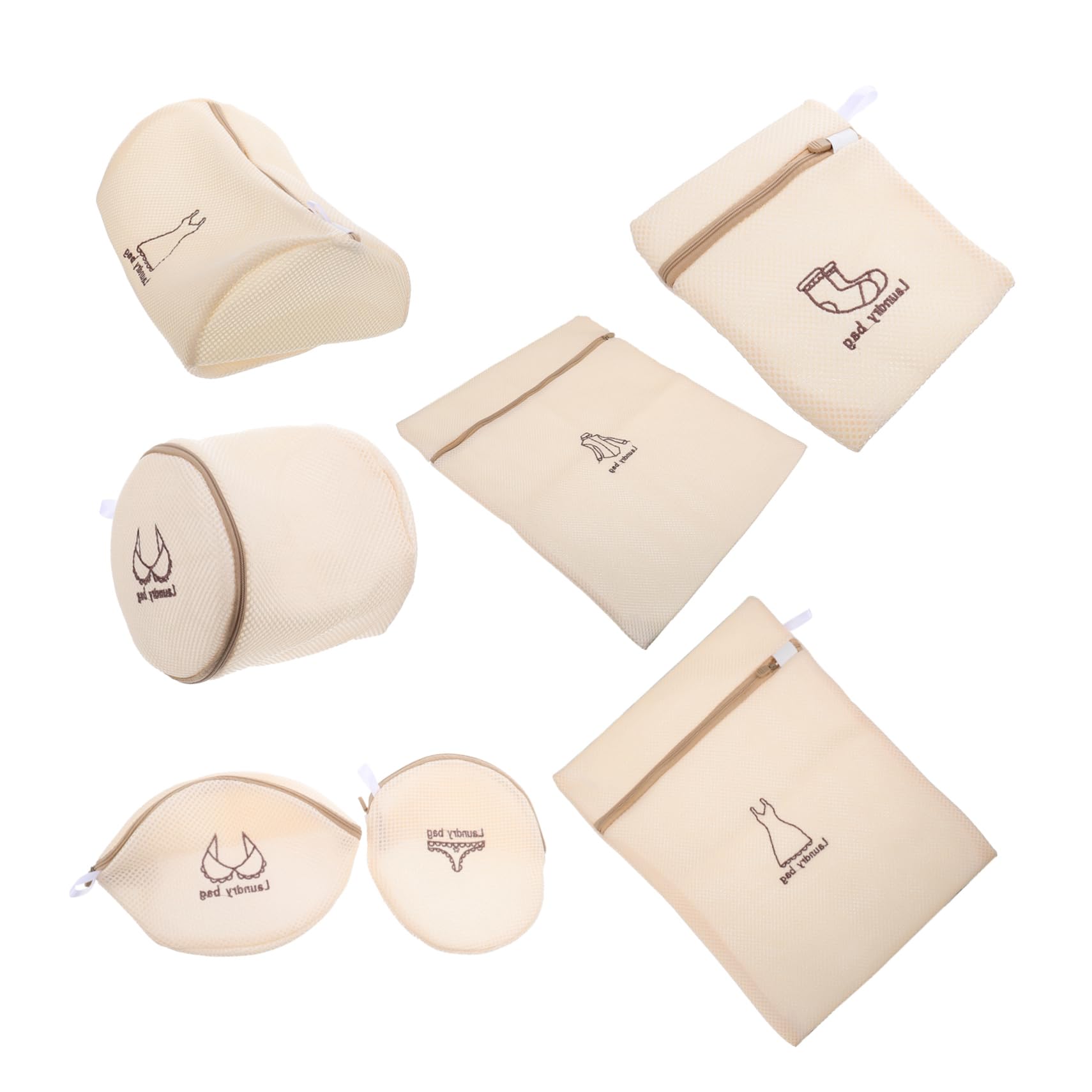 Bolsas de Lavado para Lencería, 7 Piezas, Poliéster Beige