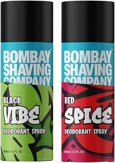Bombay Shaving Company Body Spray for Men, 150ml each (Pack of 2) – Red Spice and Black Vibe (Packaging may vary)