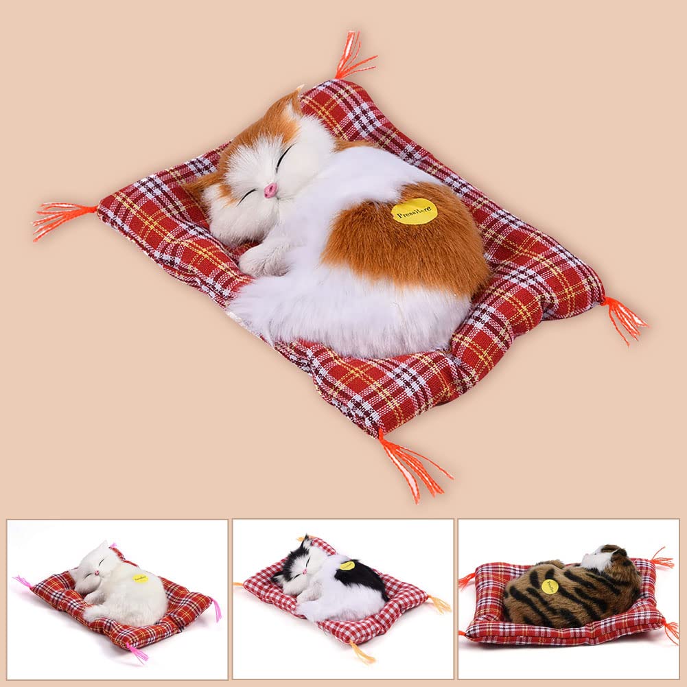 Simulazione Peluche Gatto Giocattolo, 4 Tipi Simulazione Peluche Gatto Peluche Giocattolo Sonoro Decorazione della Casa - per Bambini(Giallo + Bianco)