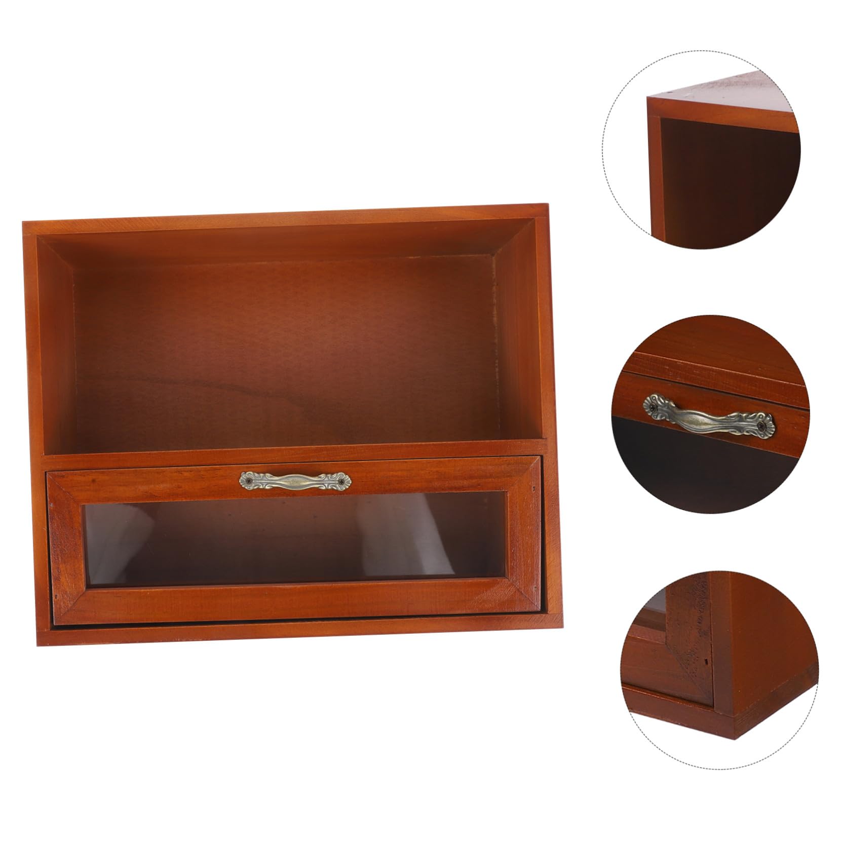 Mikikit Organizer Da Scrivania in Legno Massello Con Mini Cassettiera Divisori Interni Porta Trucchi e Gioielli Multifunzione Design Compatto e Robusto Per Ufficio e Casa