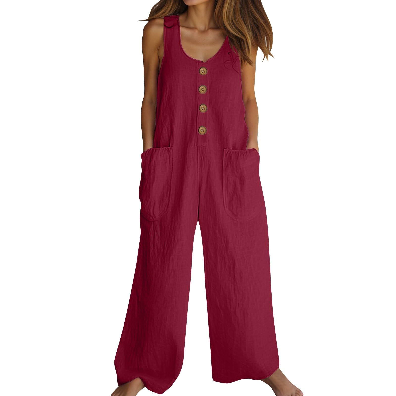 Mono para Mujer Sin Mangas con Bolsillos Atuendo Casual Versátil para Temporada Primavera Verano Fácil Cuidado Diario
