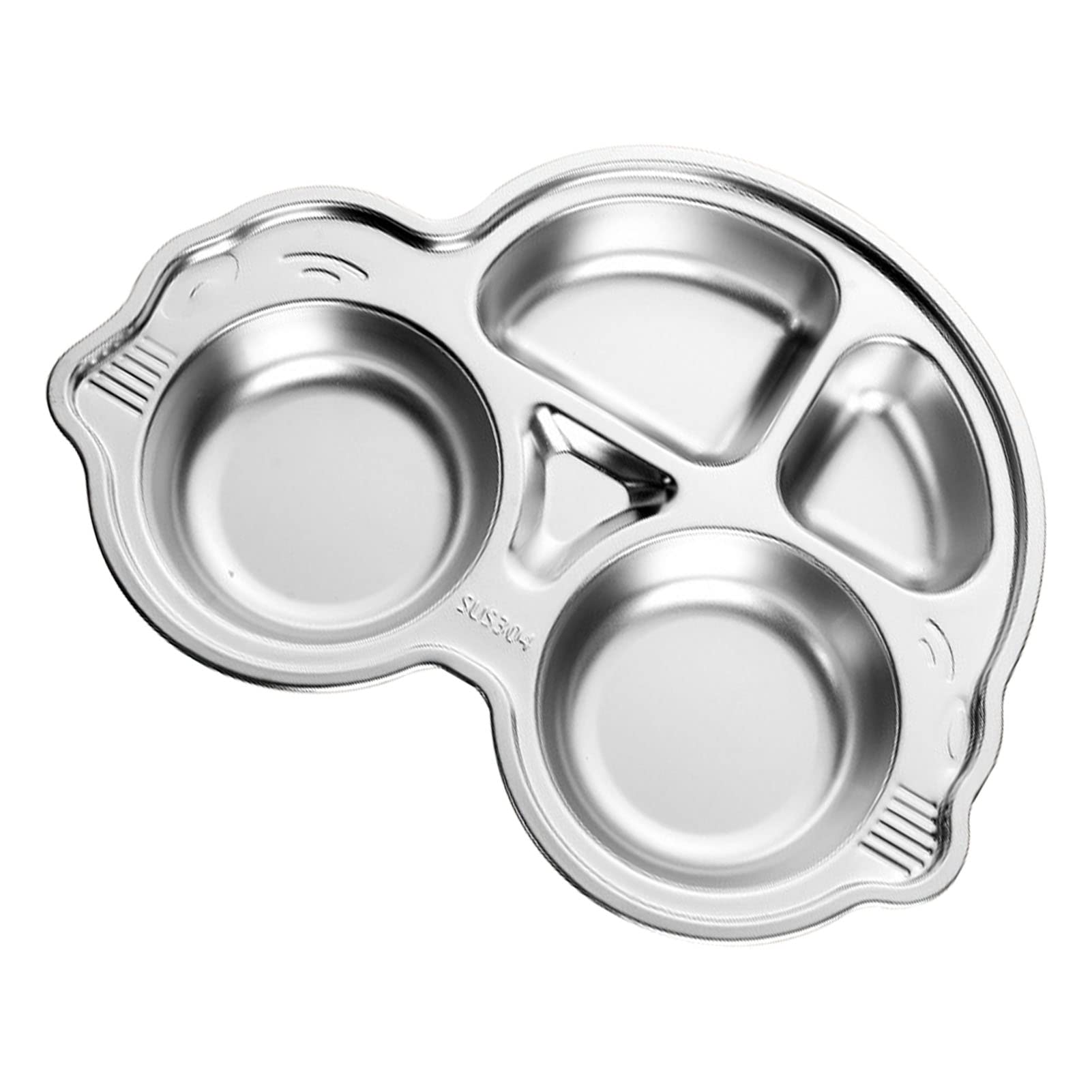 Stainless Steel Cartoon Divided Platter Fun Shape Drop Proof Dinner Tray for Kindergarten, Food Grade Plate for Kids Home Picnics Camping (Car)