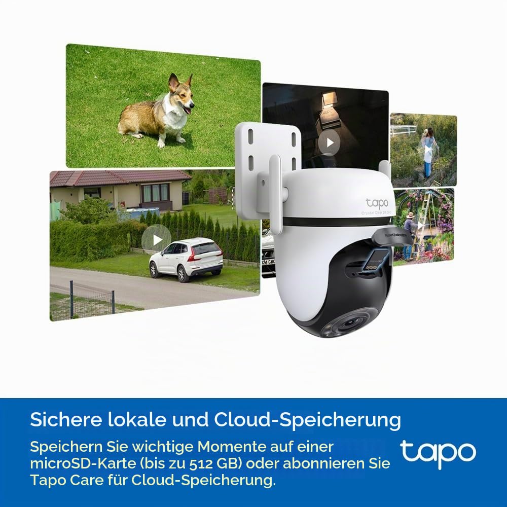 Tapo C52A 360° Überwachungskamera Außen, 2K 4MP, Starlight Farbe Nachtsicht, KI-Erkennung, Bewegungsverfolgung, WLAN oder Ethernet, microSD-Karte bis zu 512 GB (Packung mit 2)