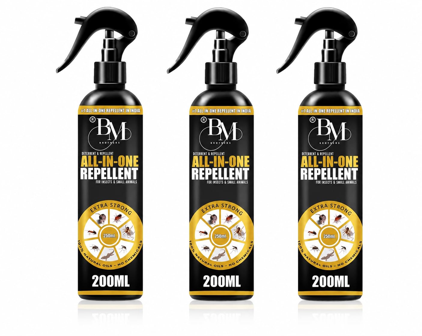 All-in-One Repellent Spray for Insects & Small Animals, 200ml | Pack of 3, 100% Natural Oils, No Chemicals, Extra Strong Formula, Trigger Spray Bottle-image-26