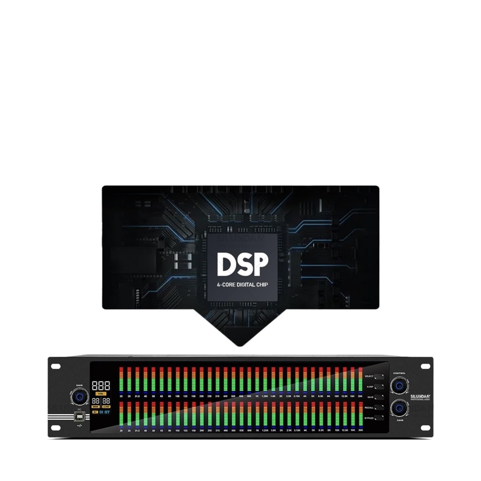 Mixer audio, Equalizzatore grafico 2U, controller effetti bilanciati a 31 bande, mixer digitale DJ, processore DSP, eliminatore di feedback, fase