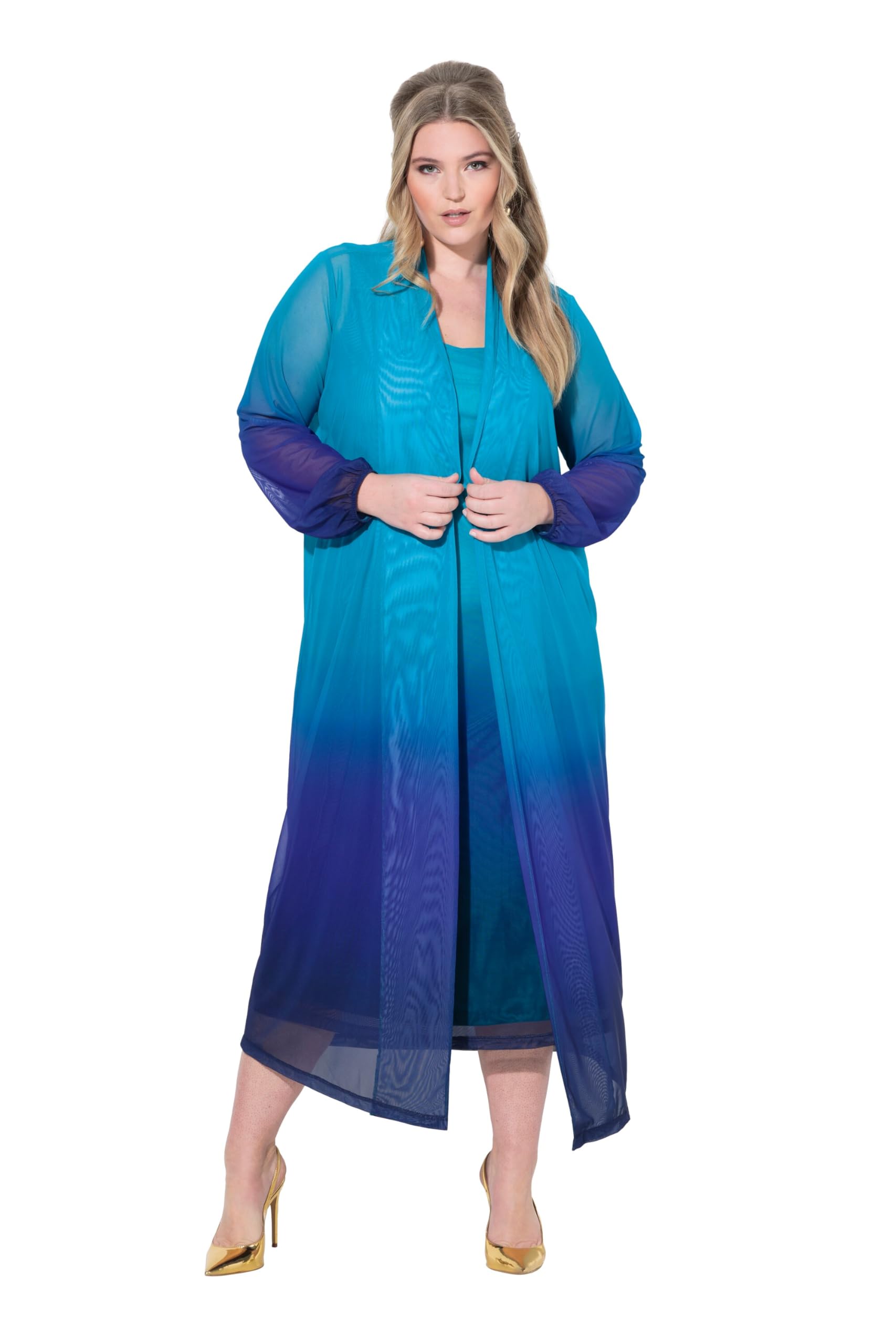 MIAMODA Damen große Größen Übergrößen Plus Size Jacke, gerade Passform, Mesh mit Farbverlauf 838766