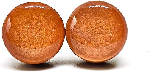 Juego de aretes tipo dormilona con brillo de oro rosa, 0.394 pulgadas, aretes redondos para mujeres, niñas y hombres, hechos a mano, postes de acero