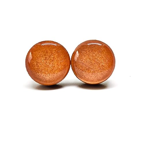 Juego de aretes tipo dormilona con brillo de oro rosa, 0.394 pulgadas, aretes redondos para mujeres, niñas y hombres, hechos a mano, postes de acero