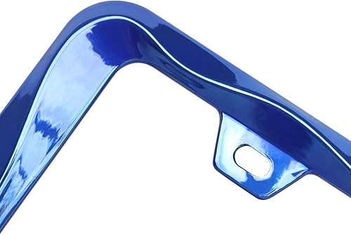 Miniatura 5 de 2 piezas marcos de matrícula Creathome 3D con patrón de ondas rizadas de color azul brillante de aleación de zinc puro