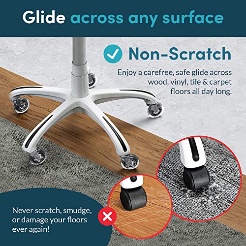 Office Chair Wheels Replacement Rubber Chair Casters For Hardwood Floors And Carpet, Set Of 5, Heavy Duty Rollerblade Wheels For Office Chairs To Replace Office Chair Mats - Fits 98% #TOP1