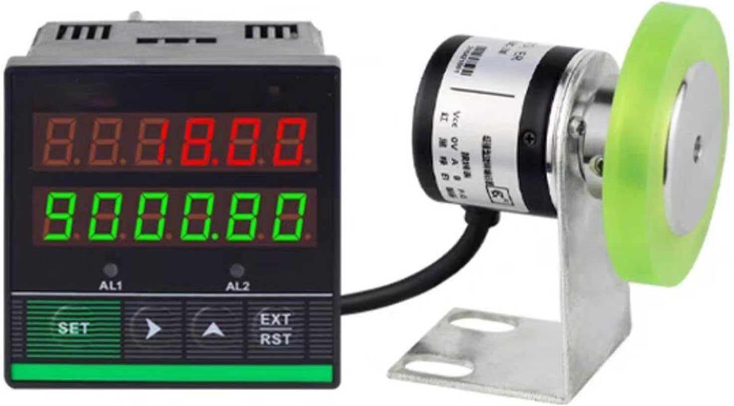Compteur numérique pour métrage précis de fil avec roue en L