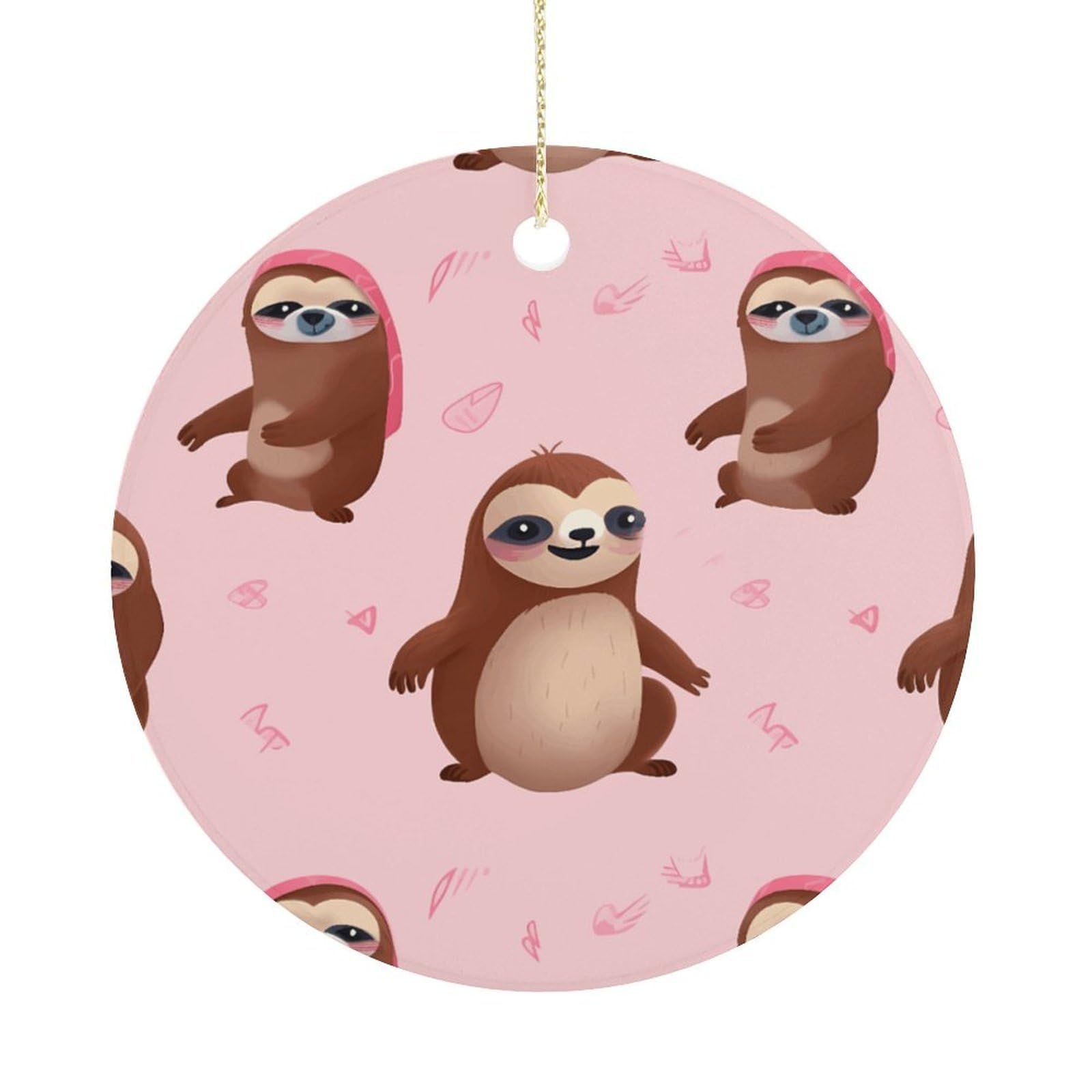 Adfgyerh Women's Style Sloth-Pink Hanging Ceramic Ornaments, Christmas Tree Decorations, Funny Home Decor Gifts For Sisters & Work Best Friends