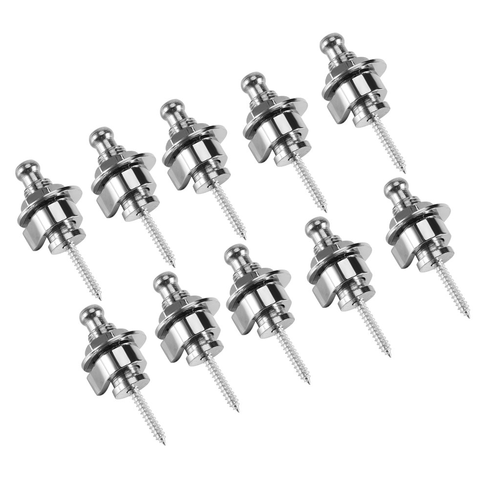 10Pcs Guitar Strap Locks, Round Head Strap Locks And Buttons Guitar Bass Schallerstyle Security Straplocks (Silver) Schaller Strap Locks Schaller Strap Locks