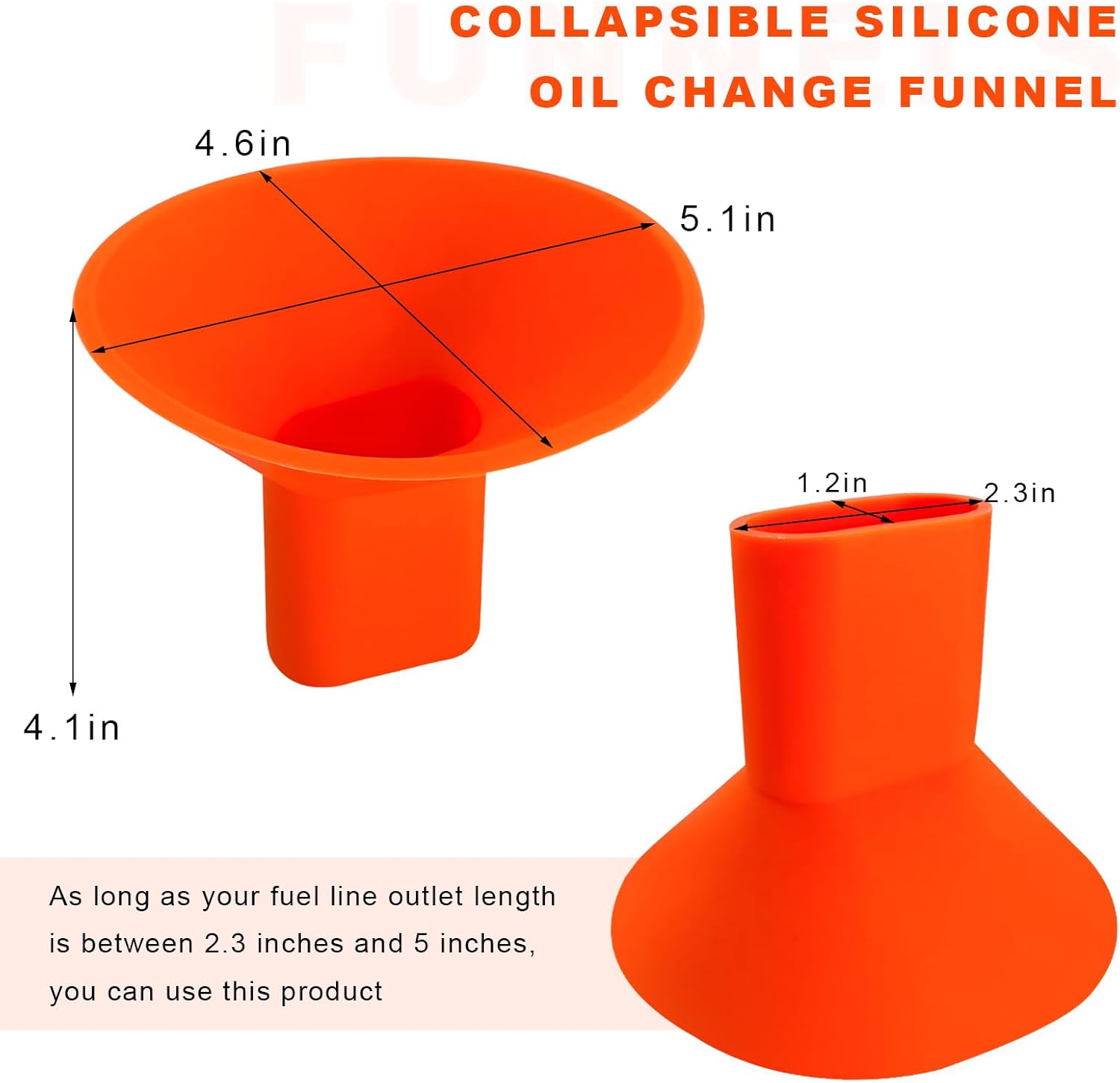 UTV Oil Funnel, Flexible Silicone Fuel Change Funnels Compatible with Maverick X3 Defender, Automotive Foldable Oil Drain Funnel for UTVs, Cars, ATVs, Motorcycles, Boats