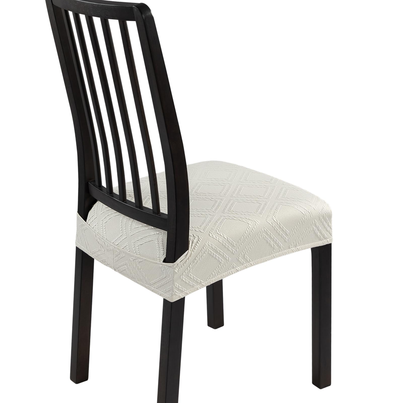SearchI Dining Chair Seat Covers Set of 4 Rear Covered, Double Square Beige