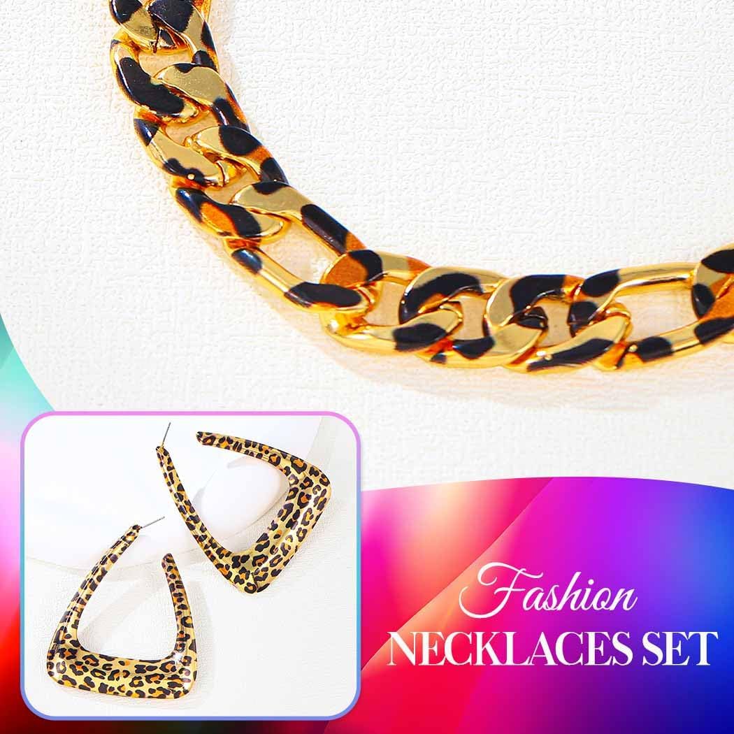 CLOACE Leopard Chunky Choker Necklace Set Thick Earring Punk Cuban Chain Jewelry Accessories for Women - Image 7