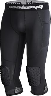 Men Basketball Leggings with Knee Pads 3/4 Padded Compression Pants Athletic Tights