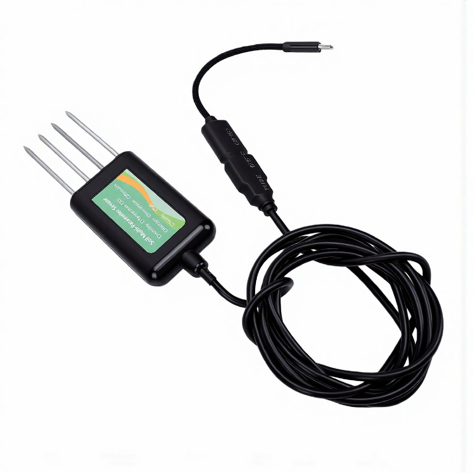 Sensor de Suelo NPK Probador de Suelo Detector de 7 en 1 Temperatura Humedad EC Salinidad PH Nitrógeno NPK 2% Precisión IP68 Impermeable con Conexión Tipo C para and