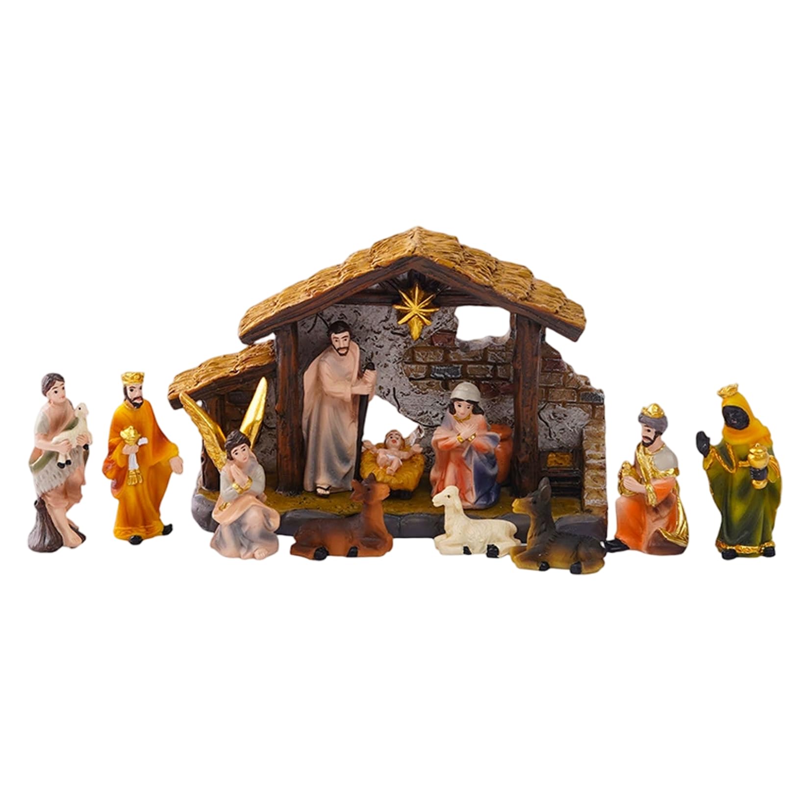 CAKEEYUM Christmas Nativity Sets Resin Nnativity Scene Figurines Ornaments Tabletop Scenes Xmas Collectibles for Holiday Decorations Nnativity Scene, Christmas Nativity Sets, Ornaments