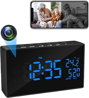 MiniCamara Oculta HD 1080P Spy Camara WiFi Despertador, 2.4/5Ghz WiFi Camara Espia Oculta Invisible Compatible con Visión Nocturna y Detección de Movimiento, App Vigilancia Remota