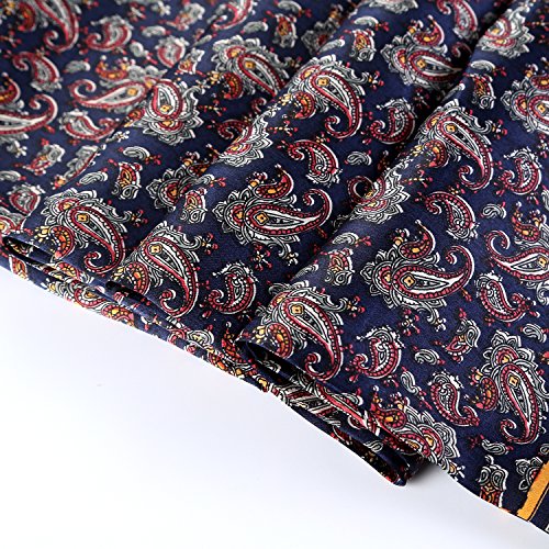 Charmeuse Satin Silk Scarf For Men (Navy With Paisley Pattern) #TOP3