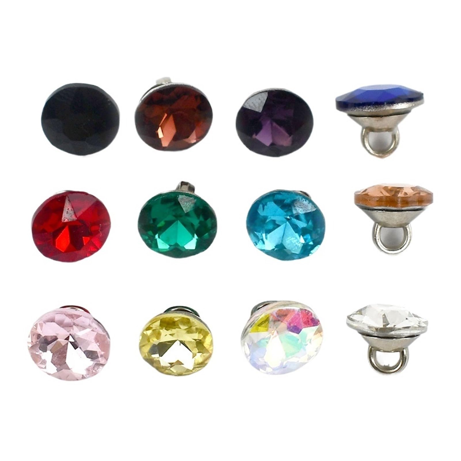 20/50 pièces 9mm Strass Boutons Verre Diamant Chemise Tige Boucle Bricolage vêtements col Couture décor matériel Accessoires(Rose,9mm-50Pcs)