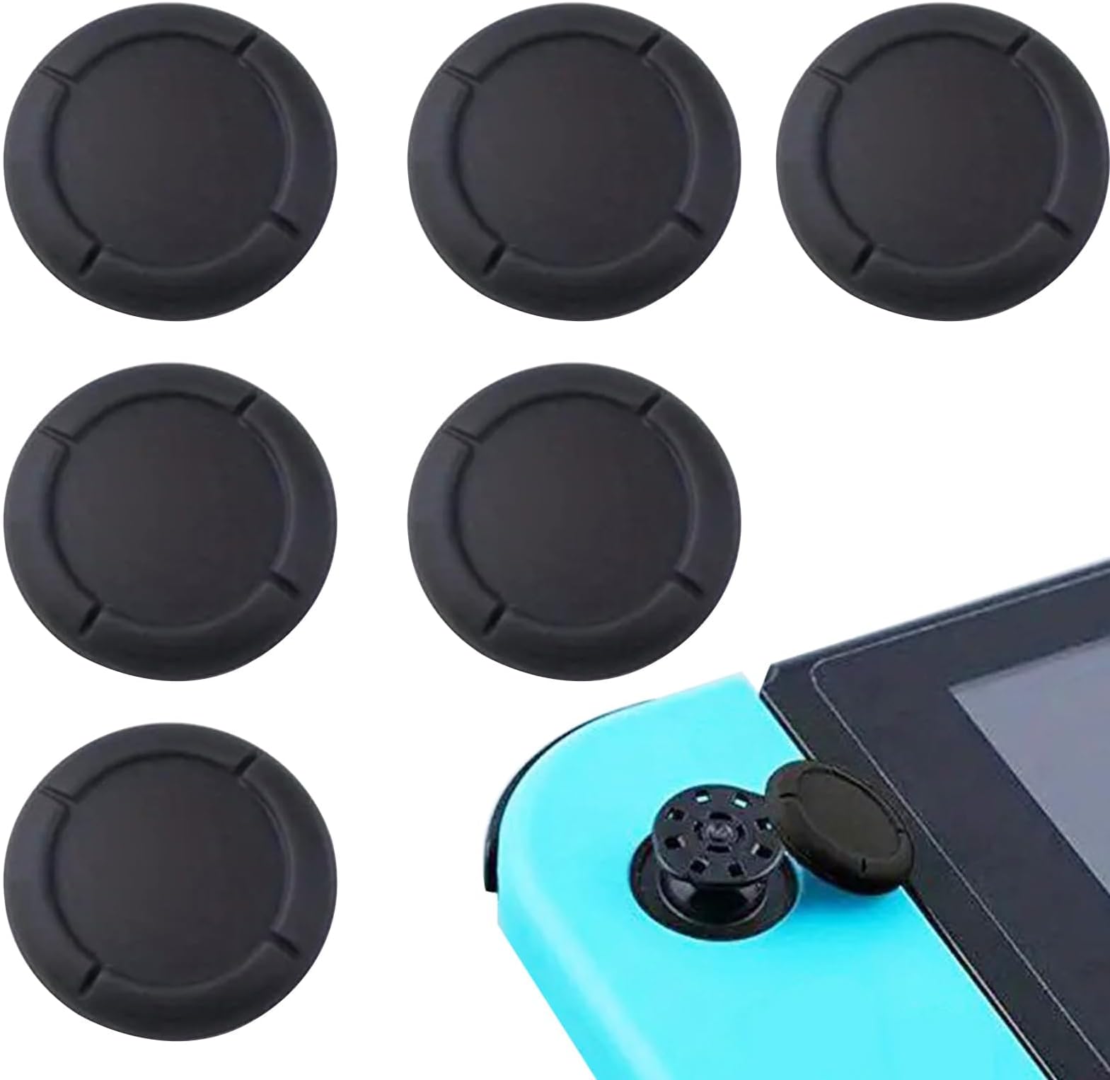 6 Joystick Caps for Nintendo Switch/Lite/OLED, Switch Thumb Grips for Nintendo, Silicone Thumb Grip, Thumbstick Grip Switch Lite Accessories, Nintendo Switch Thumb Caps, Black