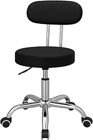 Cadeira POP Mocho Evolux, com Encosto na cor Preta, para Profissionais de Beleza, Dentistas, Esteticista e Tauadores