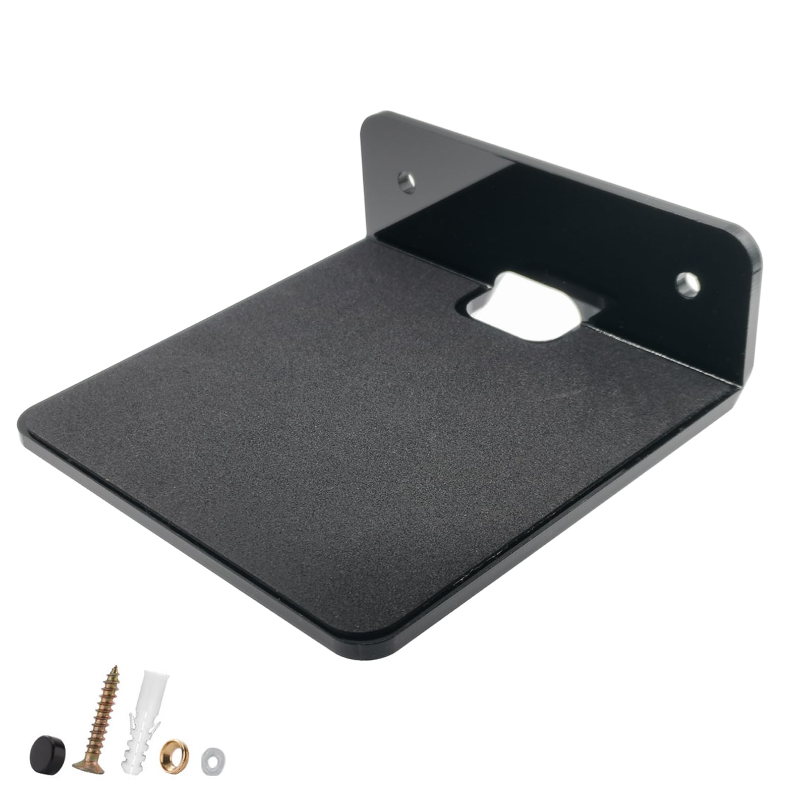 SHTCSZBA Small Floating Shelf Bluetooth Speaker Mount, Anti Slip Speaker Stand for Cameras, Baby Monitors, Cell Phone, Webcam, Router, Toy Display, Acrylic Floating Speaker Shelf (Black, Small)