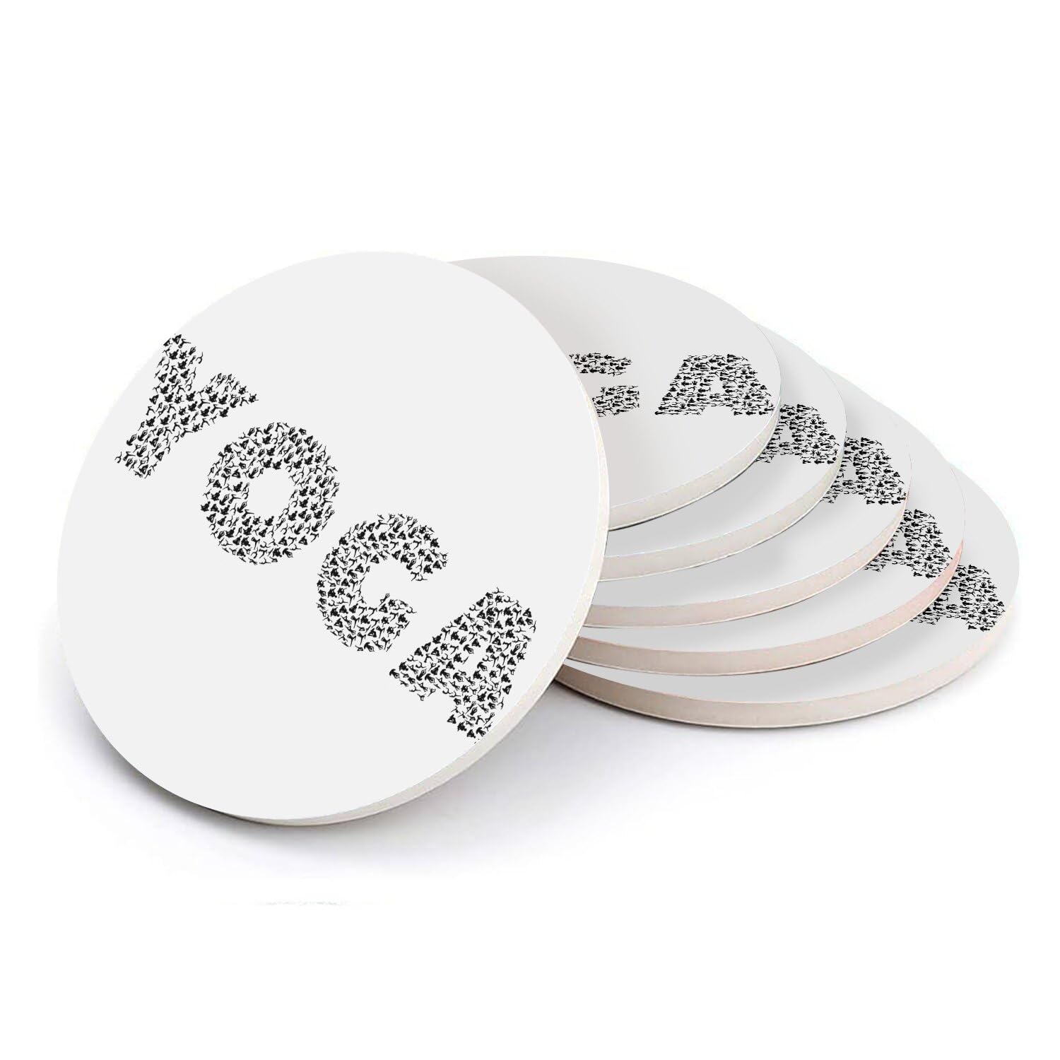 Sous-verre céramique Yoga anti-rayures et absorbant : lot de 6 protections de table 108mm