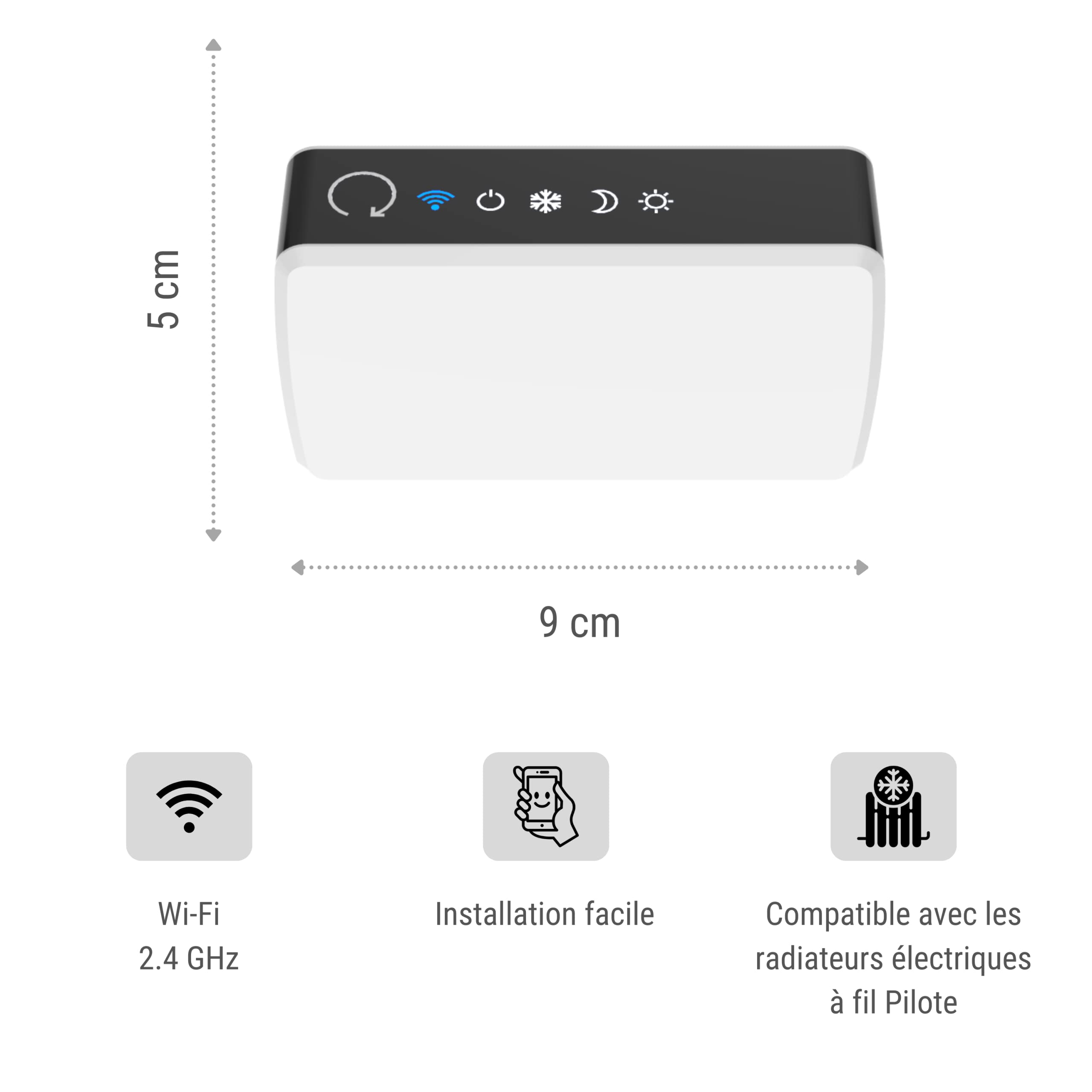 Pack de 2 Contrôleurs connectés pour radiateur électrique Konyks eCosy, Compatible Alexa et Google Home, Fil Pilote 6 ordres, Voyants de Mode, Automatisations faciles… Blanc