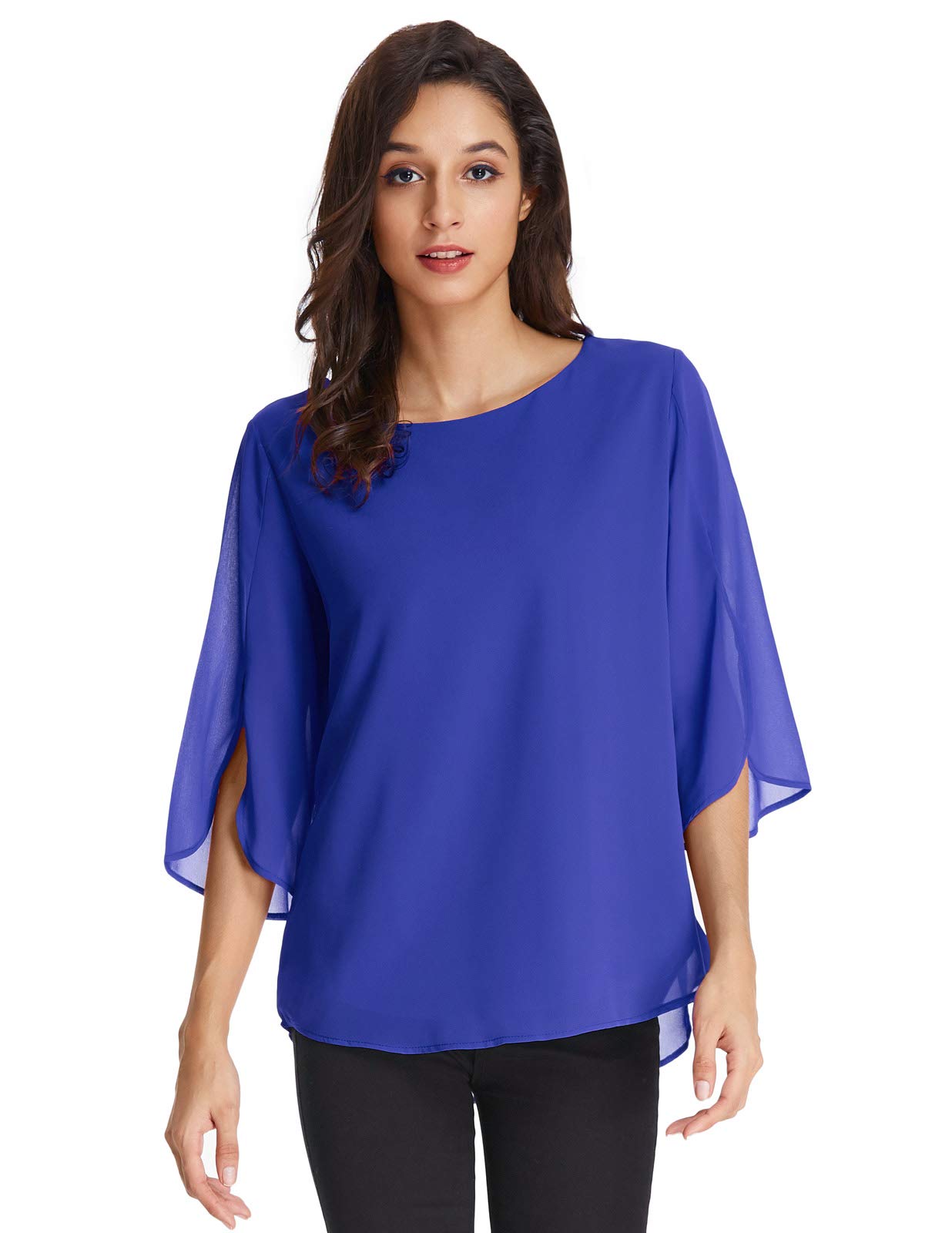 GRACE KARIN Camicia Donna Paillettes a Manica a 3/4 Top Elegante Girocollo Manicotto Split