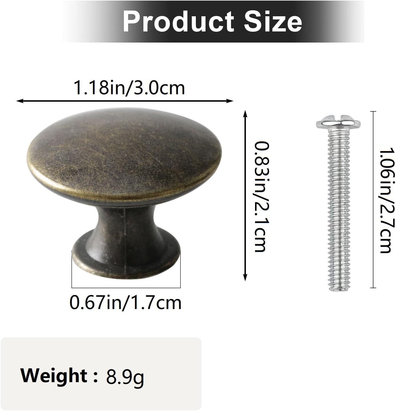 Antique Cupboard Door Knobs Bronze, 12 Pack Round Metal Wardrobe Handles Kitchen Cabinet Pulls with Screws for Chest of Drawers Furniture Dresser Door, 30x21mm