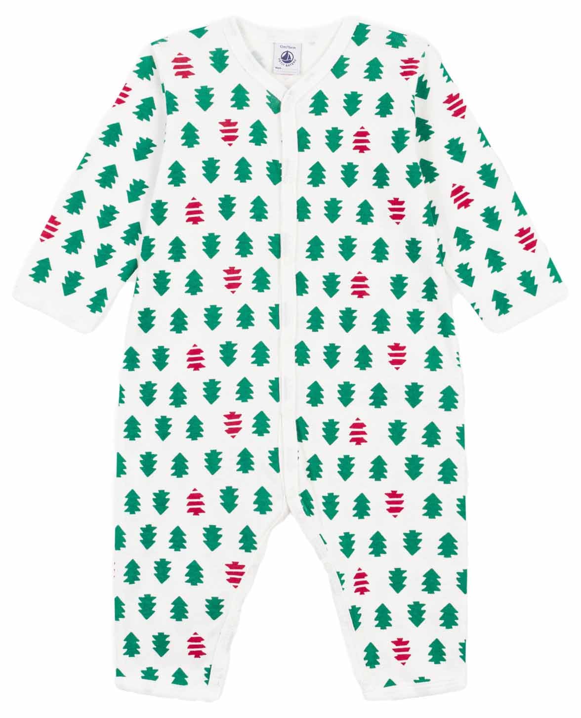 Petit Bateau Baby-Schlafanzug aus Baumwolle ohne Füße mit Tannenbaum-Motiv