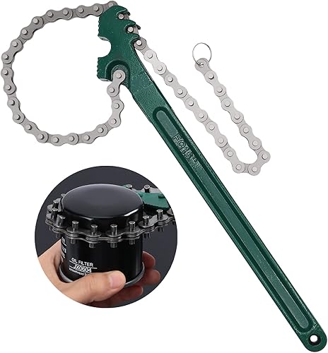 Jeemiter Llave de cadena de trinquete resistente, llave de cadena de filtro de combustible de aceite automotriz de 16 pulgadas para alicates de 1.5
