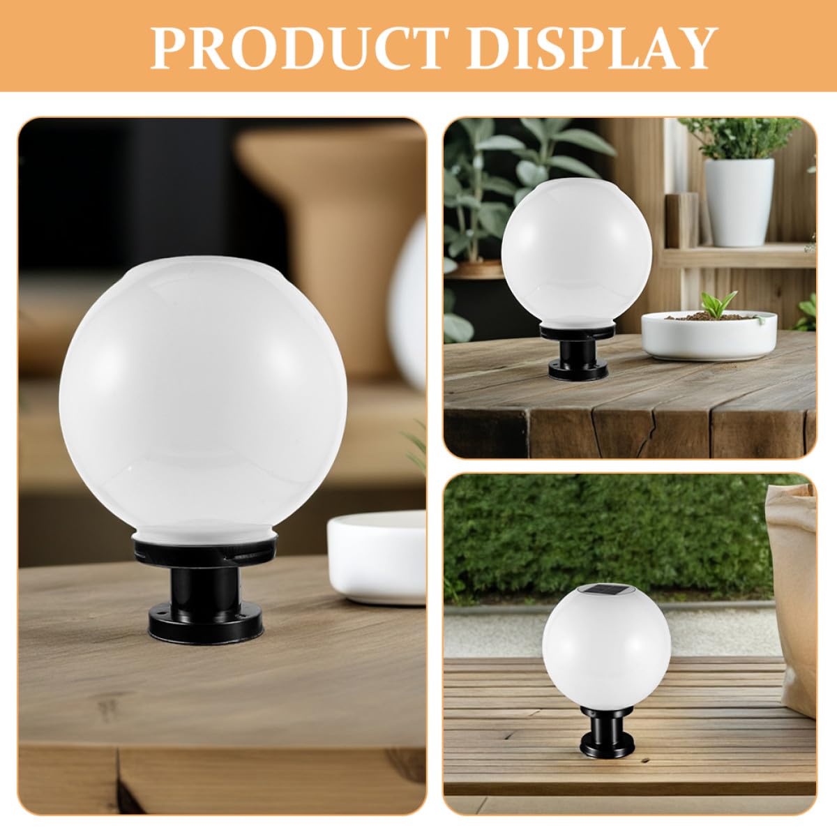 DOITOOL Lampioncino da Giardino Solare con Sensore Automatico, Sfera in Acciaio Inox e Acrilico, per Cortile e Vialetto