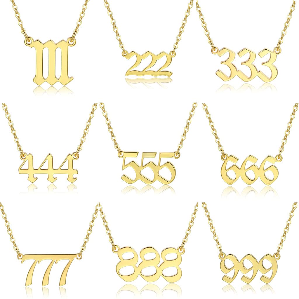 Stainless Steel Angel Number Necklaces For Women Gold 444 666 777 111
