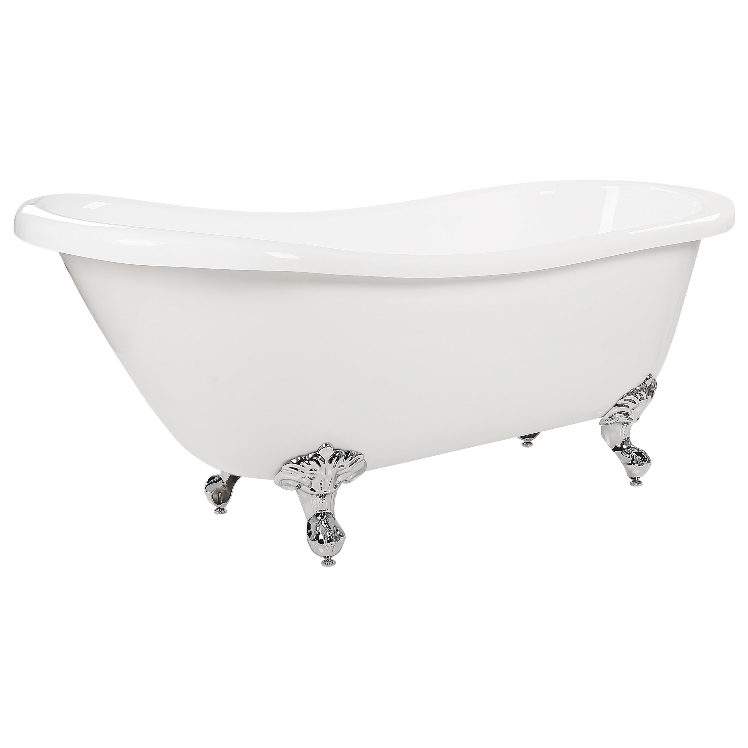 Bañera independiente de acrílico blanco plateado patas 153 x 77 cm retro vintage tradicional Cayman