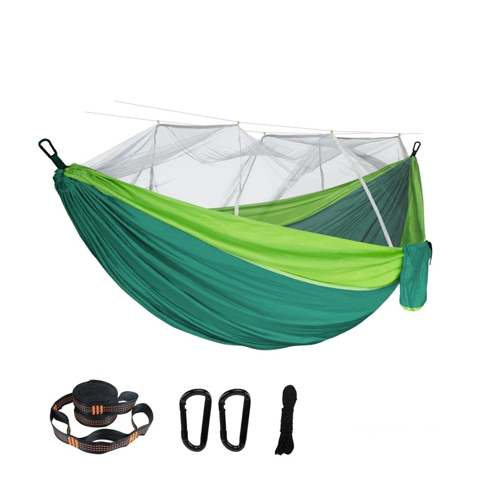Double people Net Hammock 300×200CM Plus Size Outdoor Hammock Umbrella Cloth Nylon Anti-rollover Camping(Green)