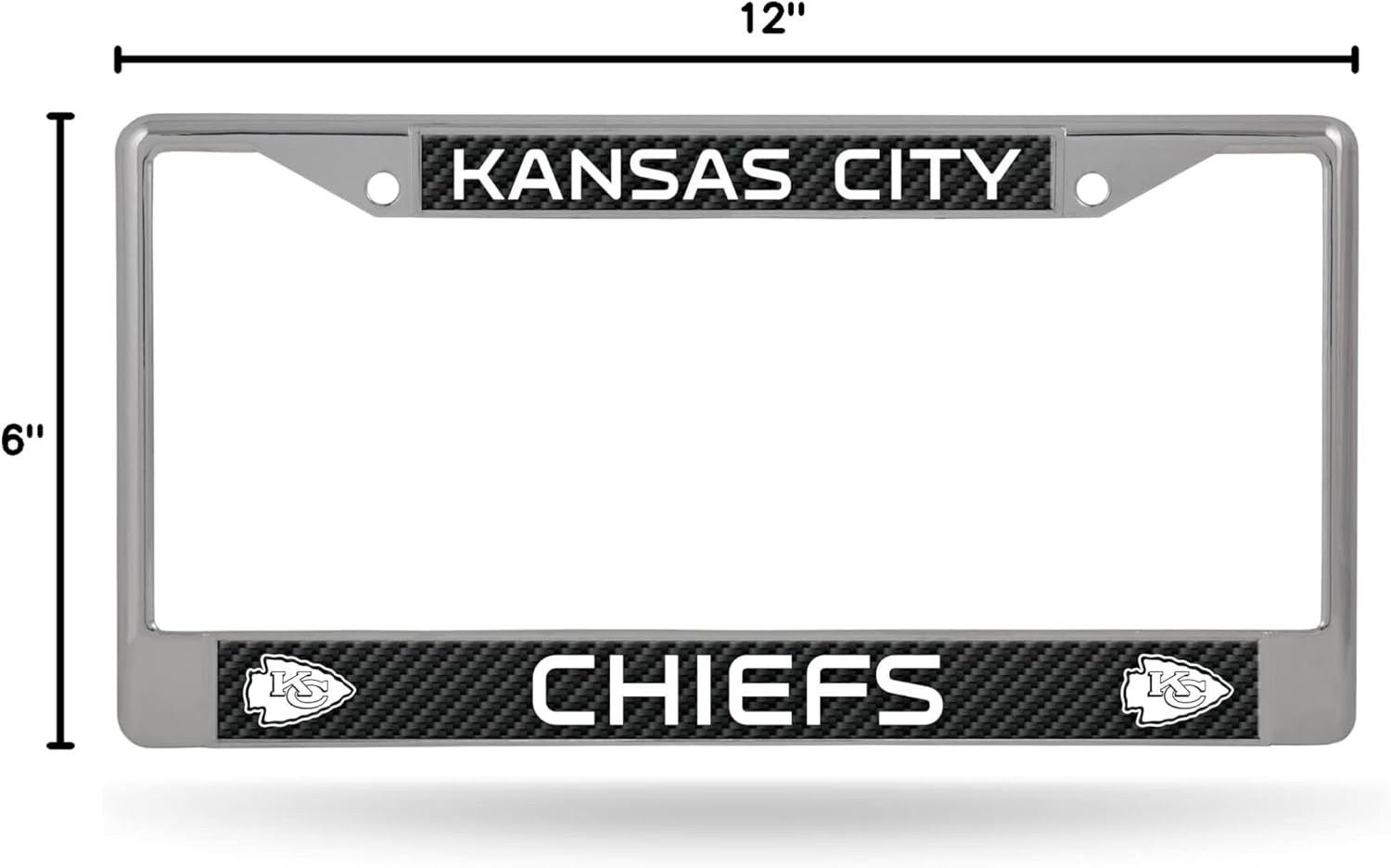 Rico Industries NFL Kansas City Chiefs Carbon Fiber 12" x 6" Silver Chrome Car/Truck/SUV Auto Accessory