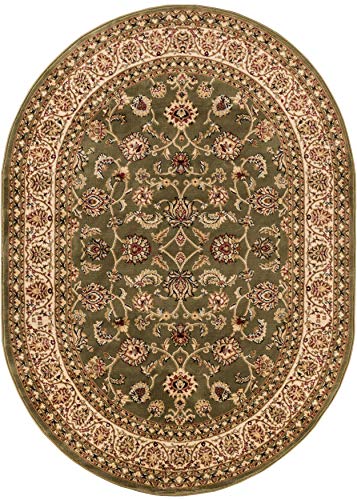 Well Woven Barclay Sarouk Green Traditional Area Rug 5'3" X 6'10" Oval